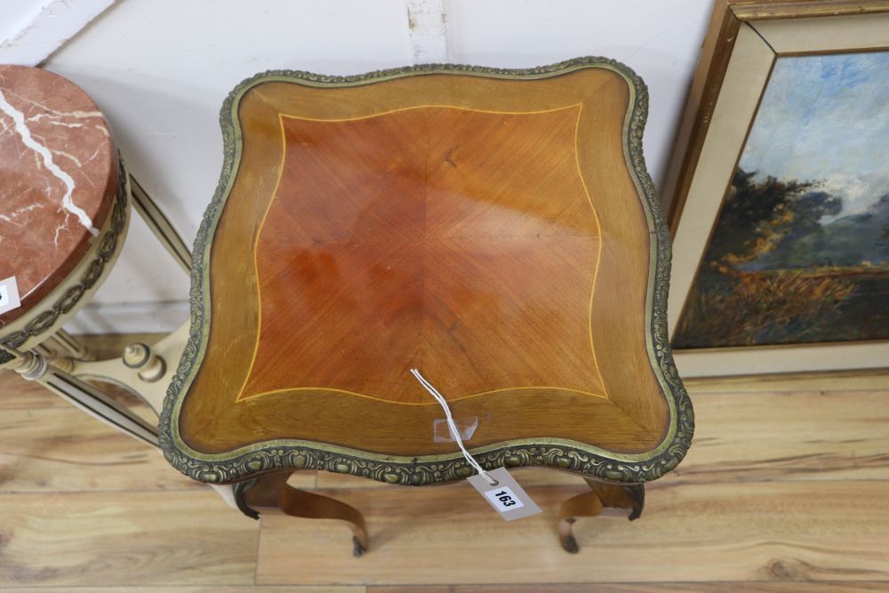 A French gilt metal mounted occasional table, width 45cm